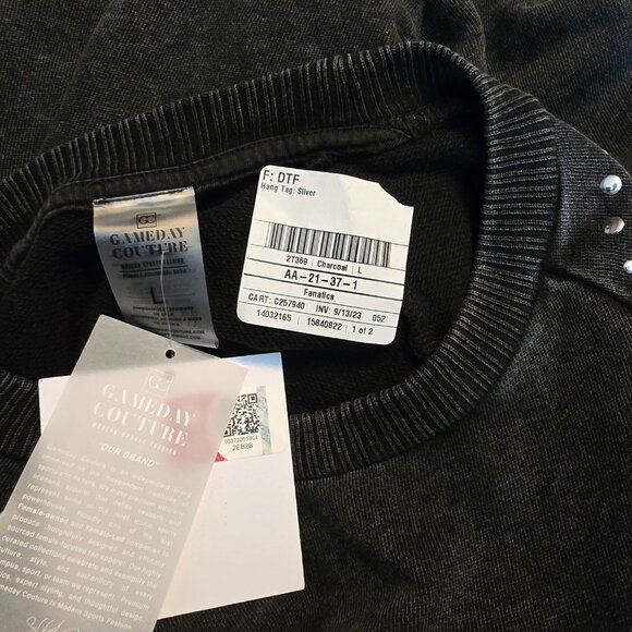 Gameday Couture WKU Large L NWT Cropped Charcoal Studded Pullover Sweatshirt NEW - Picture 9 of 15